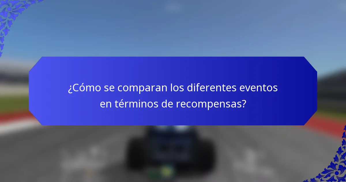 ¿Cómo se comparan los diferentes eventos en términos de recompensas?